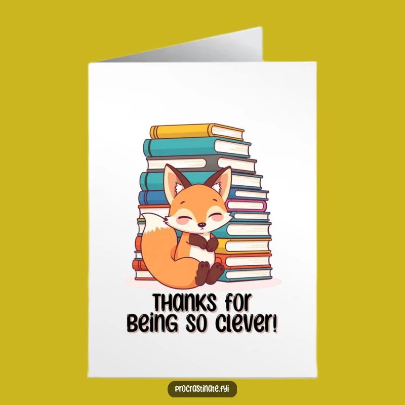 Free Printable Book Fox Thank You Card: Funny DIY Downloadable for Book Lovers