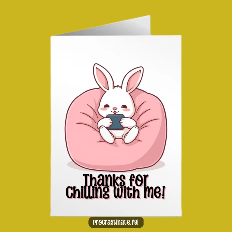 Free Printable Funny Thank You Card: Rabbit's Relaxed Appreciation Remote Card