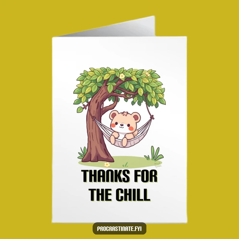Free Printable Thank You Card: Chill Animal Hammock Relaxation, Grateful Downloadable