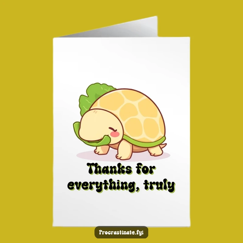 Free Printable Thank You Card: Chill Turtle Leaf - Funny Downloadable Gift