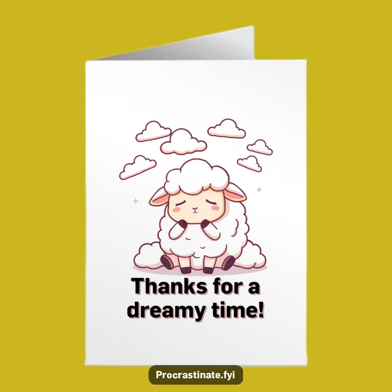 Free Printable Thank You Card: Dozing Sheep Count Clouds Funny Downloadable