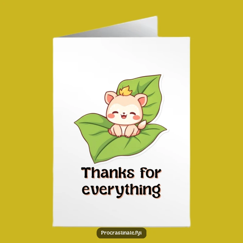 Free Printable Thank You Card: Floating Animal, Leaf Journey, Grateful Downloadable