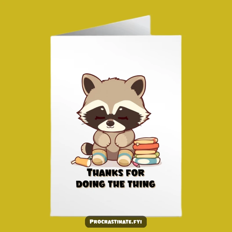 Free Printable Thank You Card: Raccoon's Cozy Thanks Downloadable Gift