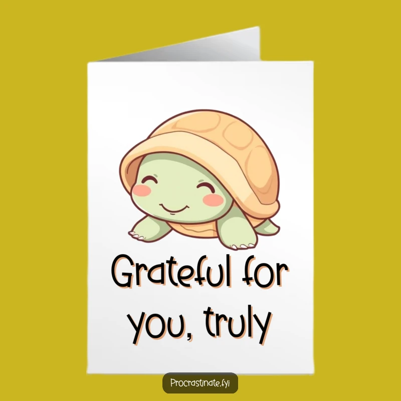 Free Printable Thank You Card: Mellow Turtle Smile Funny Downloadable