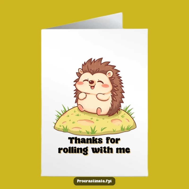 Free Printable Hedgehog Thank You Card - Rolling Gratitude Downloadable Gift