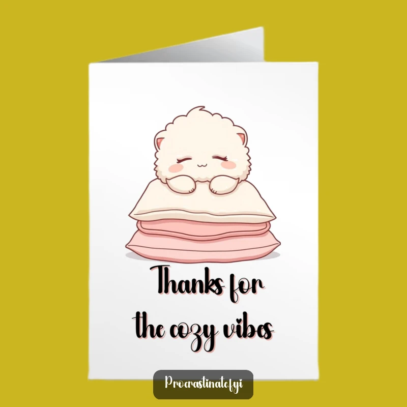 Free Printable Cozy Thank You Card - Funny Fluffy Creature Downloadable Gift