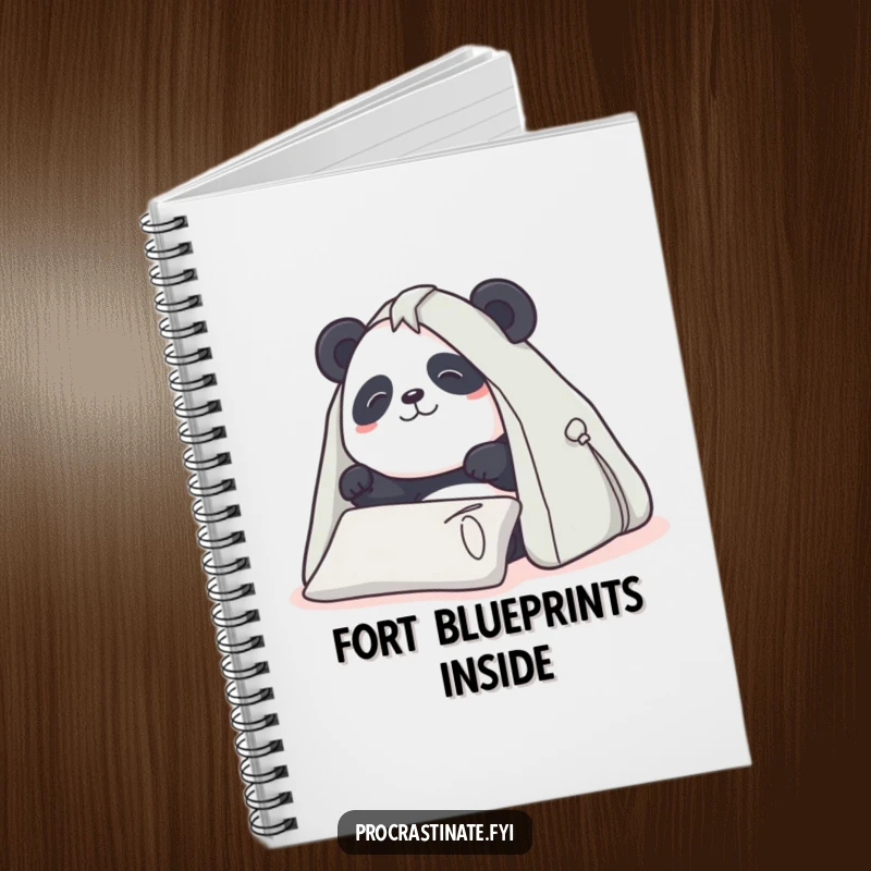 Funny Panda Notebook: Determined panda building a pillow fort, great for notes and sketches, ideal funny gift.
