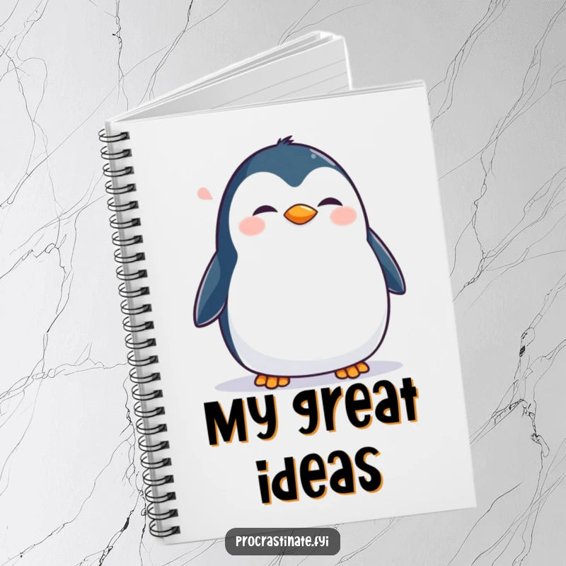 Funny Penguin Notebook: A happy penguin waddles contently, encouraging joyful note-taking and positive reflections.