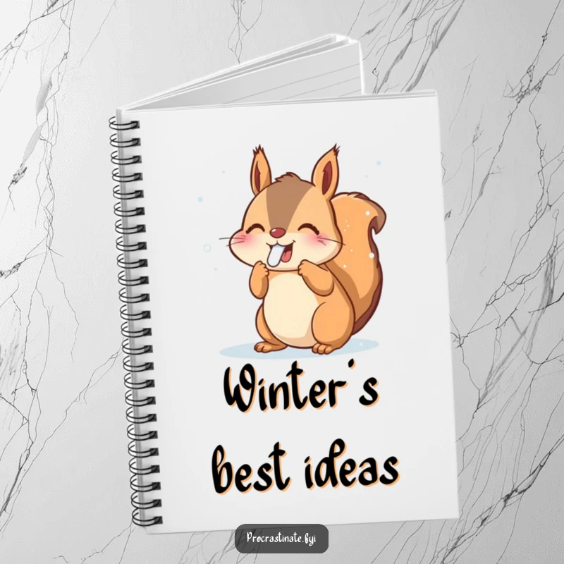 Funny Squirrel Notebook: Joyful animal catching snowflakes with its tongue, perfect for notes, winter theme, ideal funny gift.