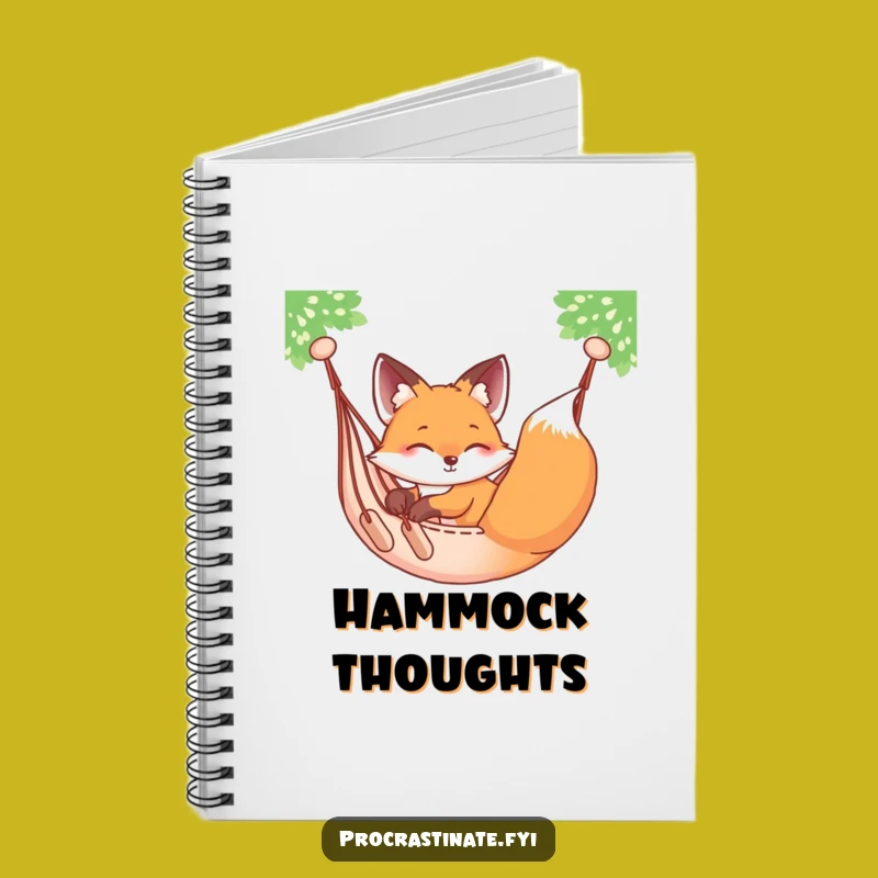 Funny Fox Hammock Notebook: Jot Down Relaxed Thoughts Funny