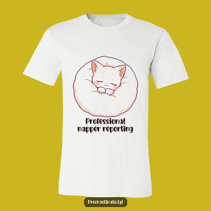 Funny Cat Pillow T-Shirt: Cozy Feline Lounging, Perfect Relaxed Gift