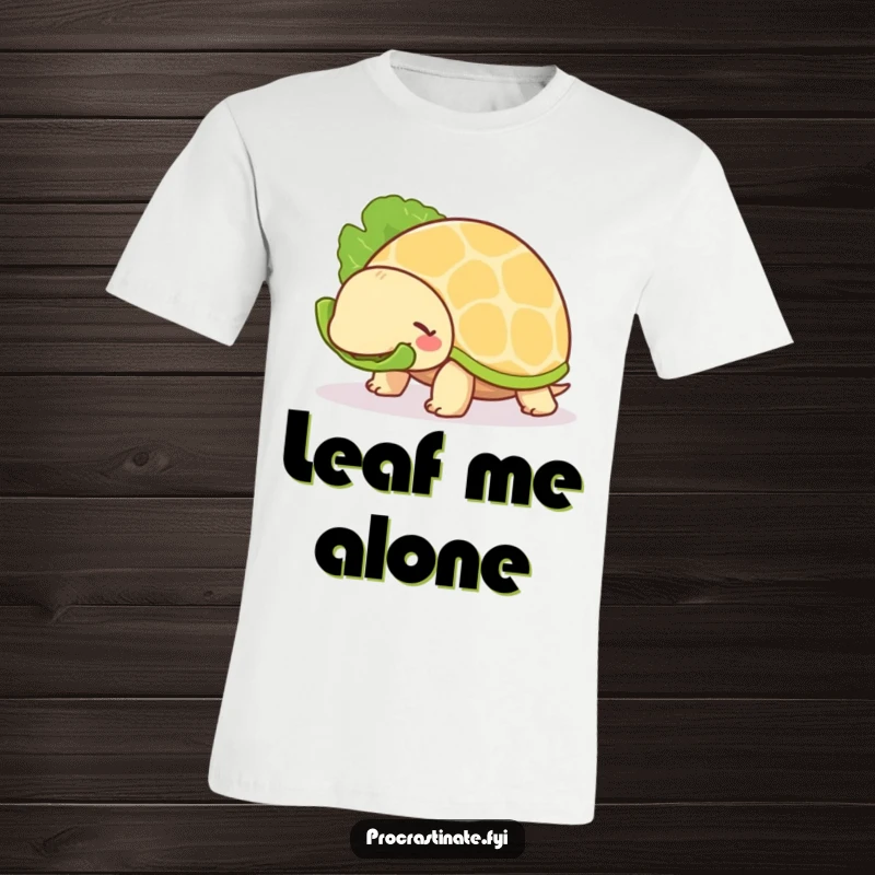 Funny Turtle T-Shirt: A chill turtle slowly munches lettuce, depicting a humorous and unhurried lifestyle.