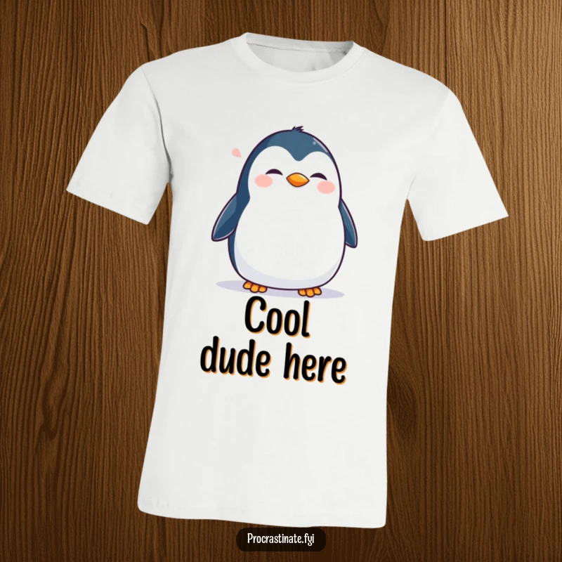 Funny Penguin T-Shirt: A happy penguin waddles with a contented sigh, showcasing pure joy and humor in wearable art.