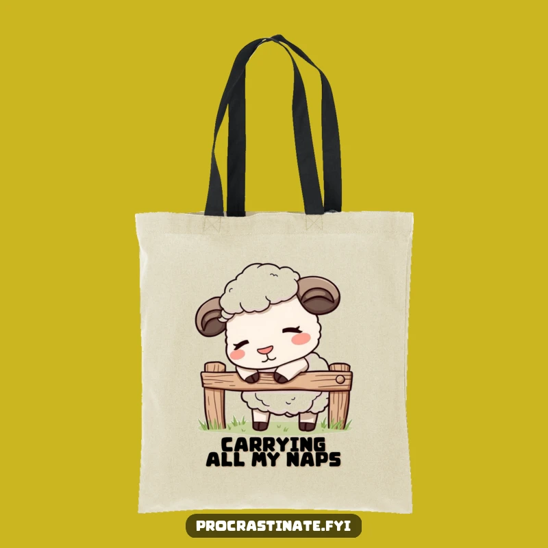 Funny Kawaii Sheep Tote Bag: Sleepy Farmer Market Bag, Perfect Funny Gift for Her