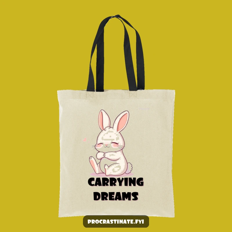 Funny Sleepy Bunny Stretch Tote Bag, Relaxed Hare Carry-All Gift