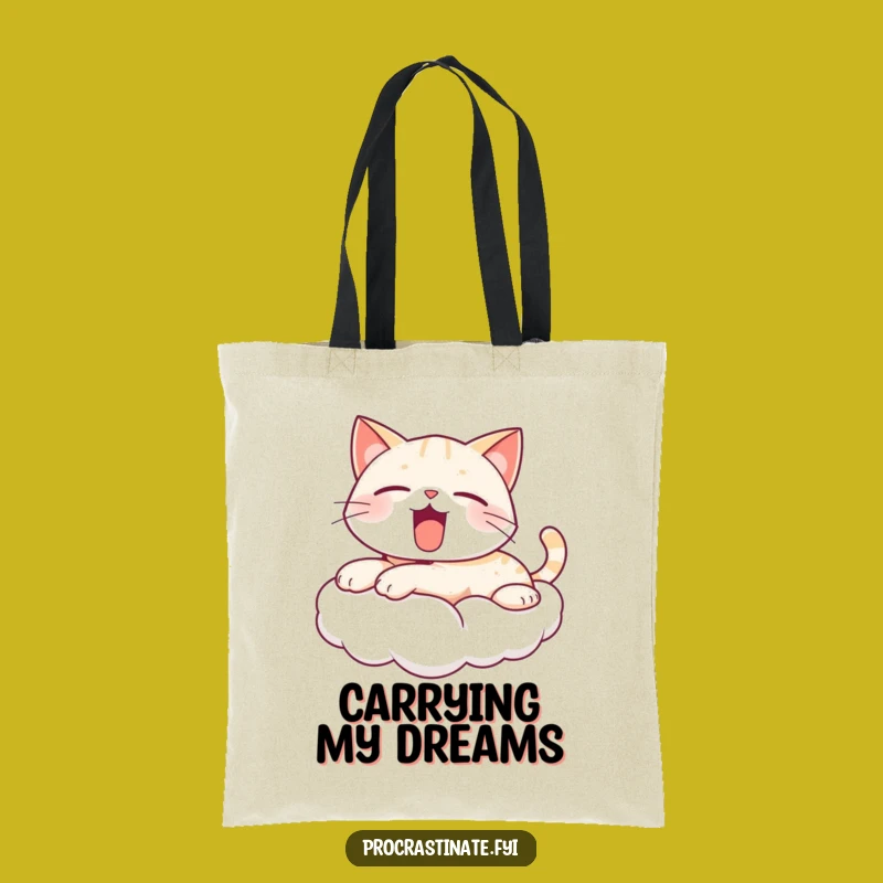 Funny Yawning Cat Cloud Tote Bag: Carry Your Comfort in Style