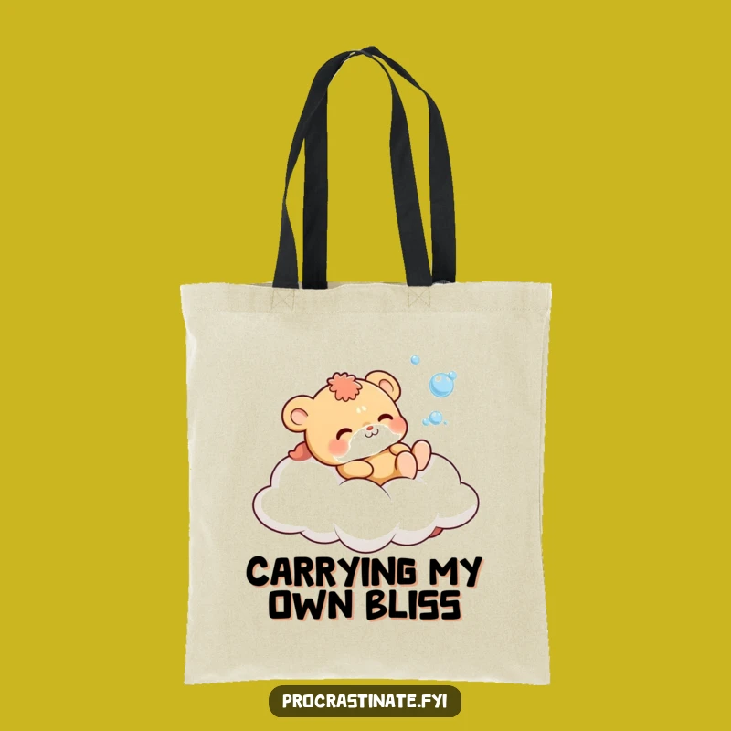 Funny Bubble Blowing Animal Tote: Cute Cloud Character Bag, Perfect Shopping Gift!
