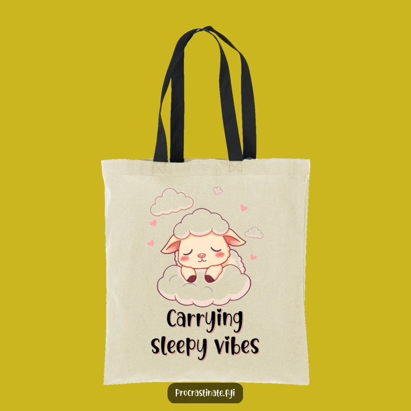 Funny Sleepy Sheep Counting Clouds Tote Bag: Carry Your Calmness!
