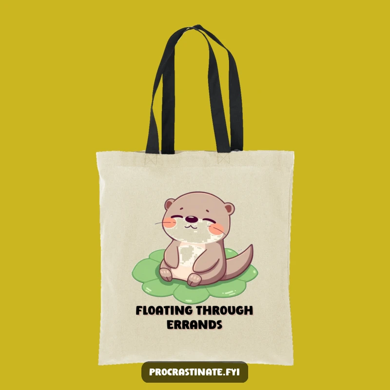 Funny Otter Lily Pad Tote Bag: Carry Your Calm Everywhere