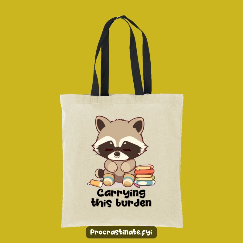 Funny Raccoon Tote Bag - Cozy Socks & Chore Avoidance - Stylish Funny Gift