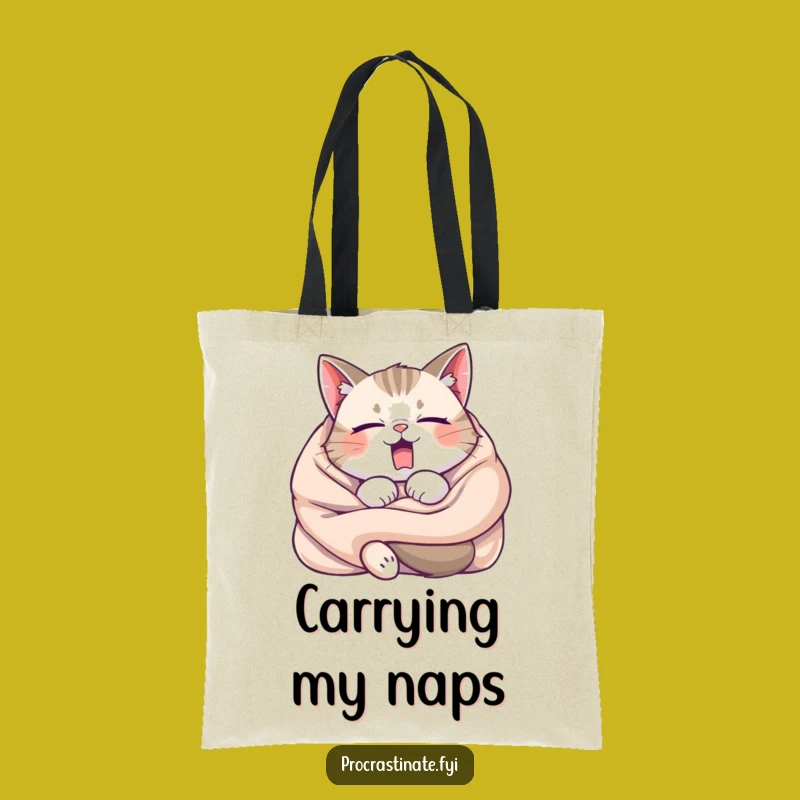 Funny Sleepy Cat Yawning Tote Bag - Carry Your Comfort with Hilarious Style!