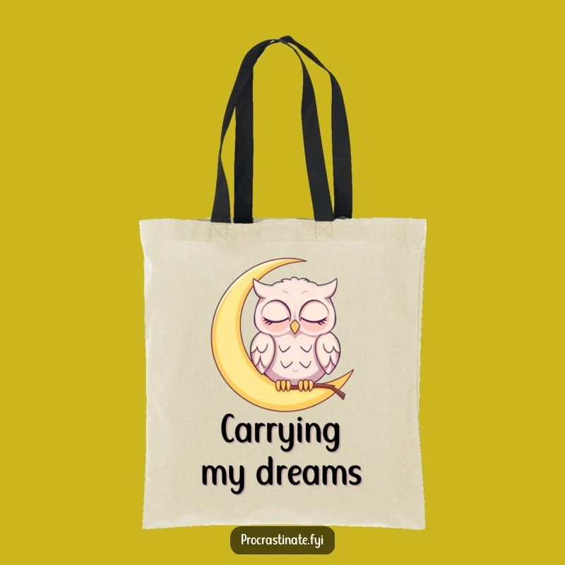 Funny Sleepy Owl Tote Bag: Moon Napper, Perfect Gift for Night Owls